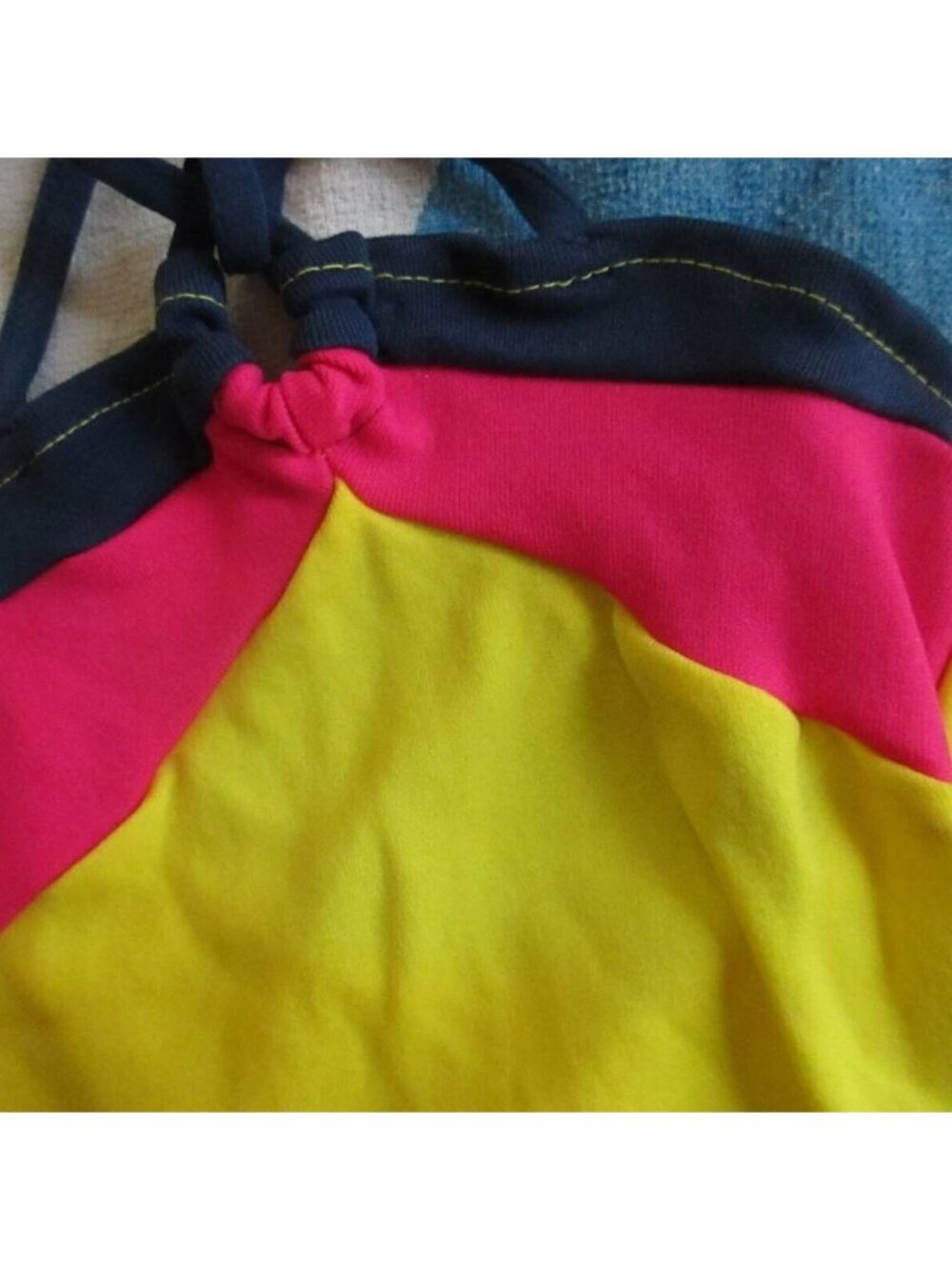 GIRLS 3 Swimsuit Vintage 1980's NYLON STRETCH COLORBLOCK 1 Piece CASTAWAYS NEW